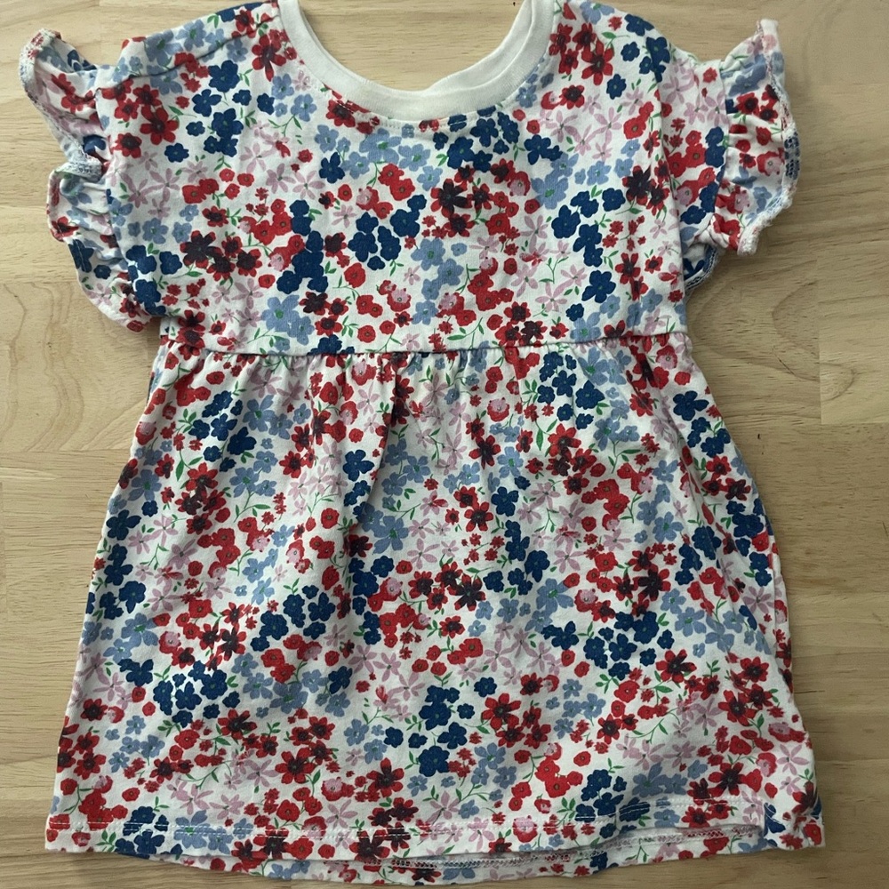 Old Navy Kids Floral Short Sleeve Tee - Red, Blue, White